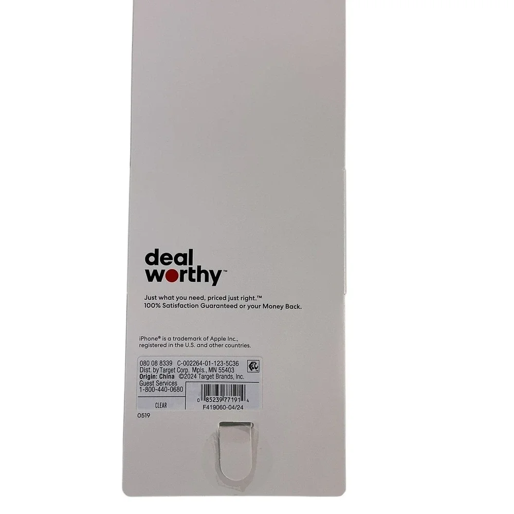 Deal Worthy Clear Phone Case‎ for iPhone 15 Pro Wireless Charging Compatible NEW